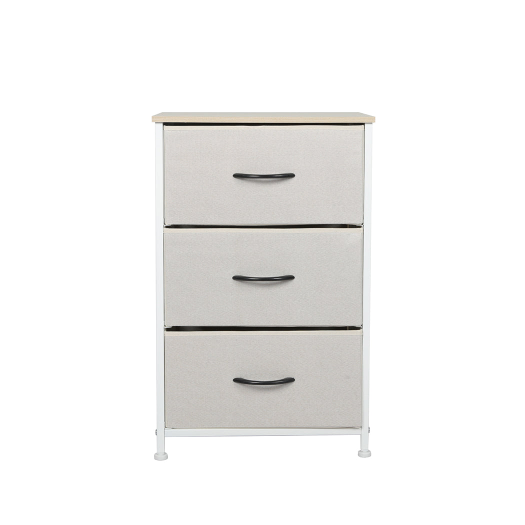 Chest of 3 Drawers Bedside Table Beige | Beige colour