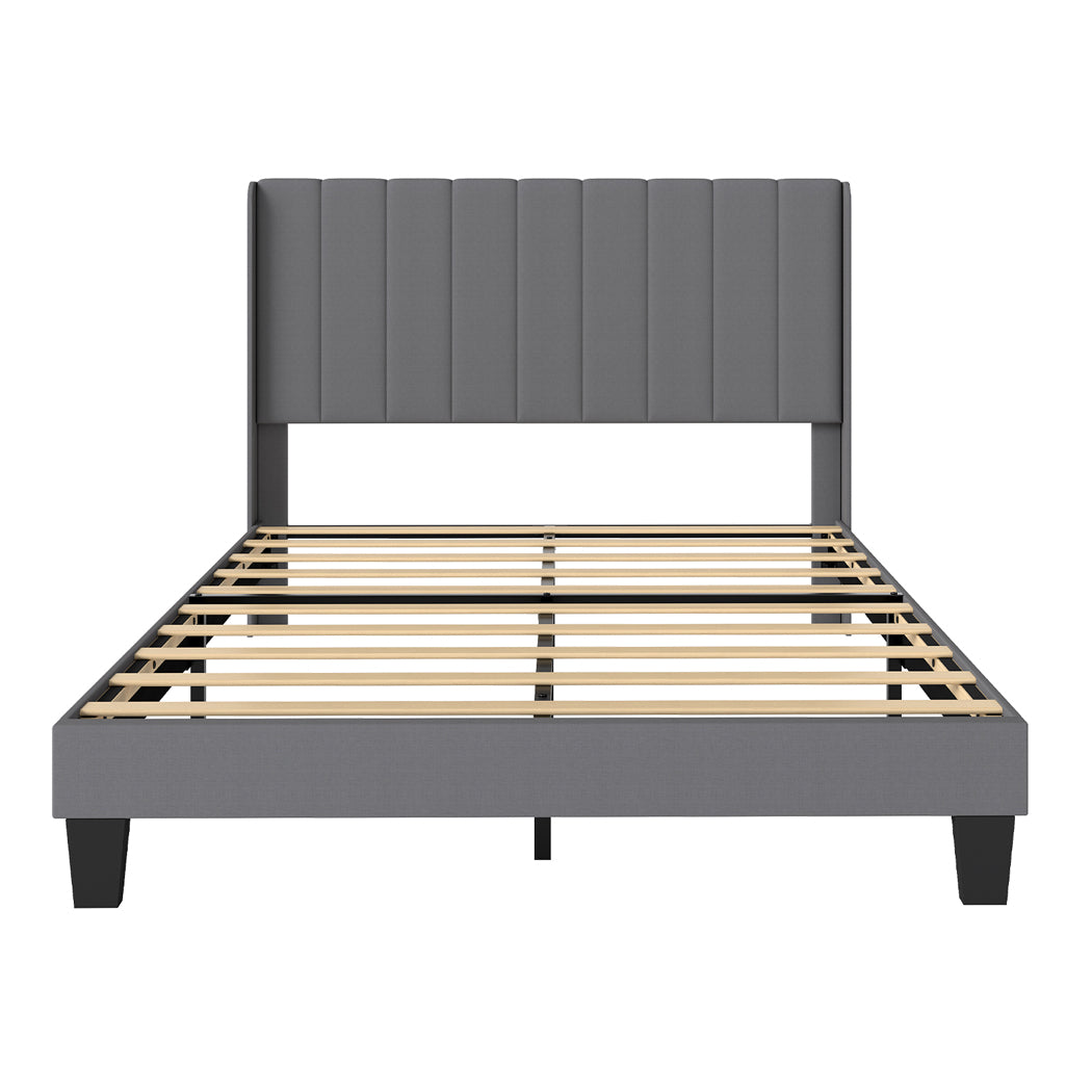 Queen Bed Frame Grey Upholstered 203.7x153x103cm