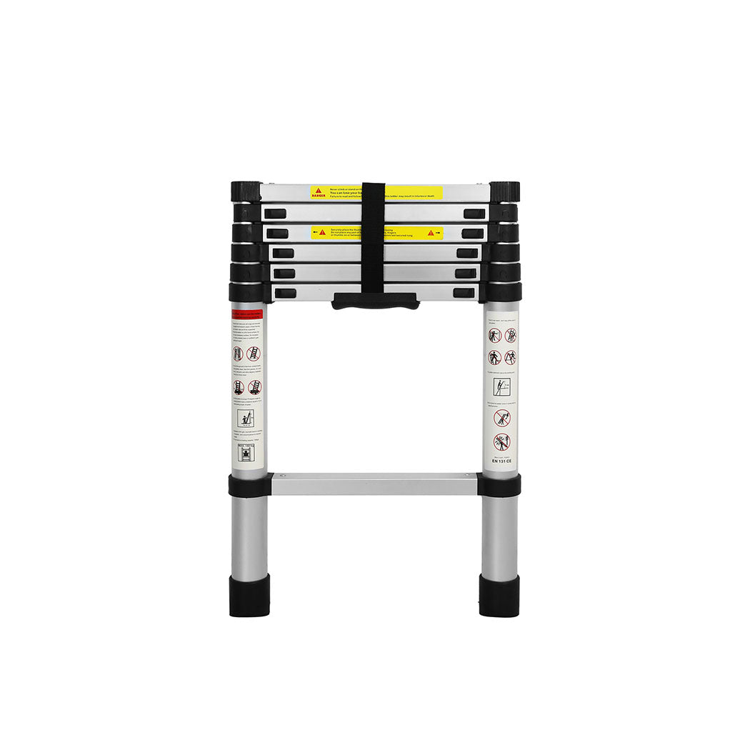 2m Multipurpose Telescopic Ladder Aluminium Silver Extendable