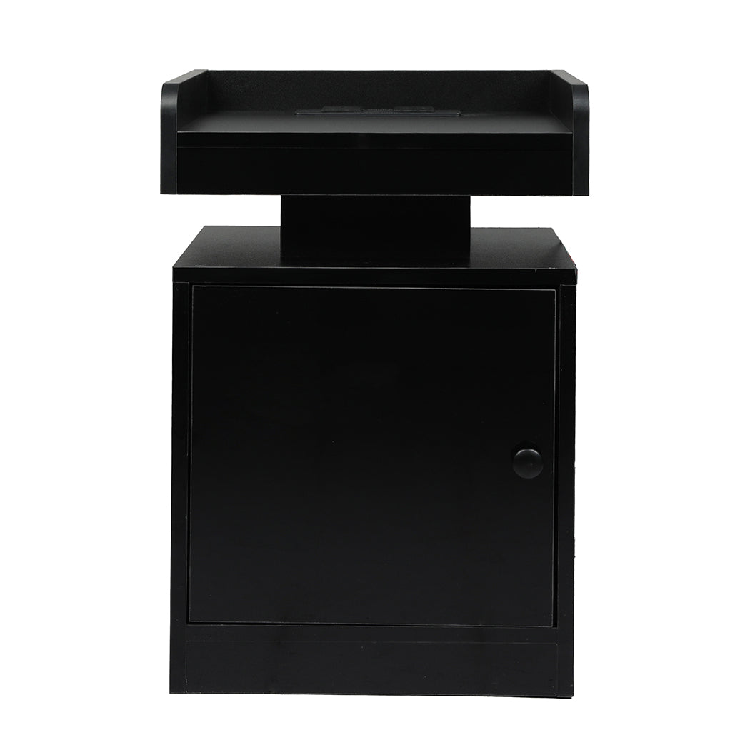 Black bedside table 34x33x33cm, rear view