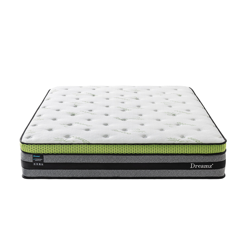 Queen 30cm Cooling Mattress Pocket Medium-firm 6.5 Wood Finish Classic