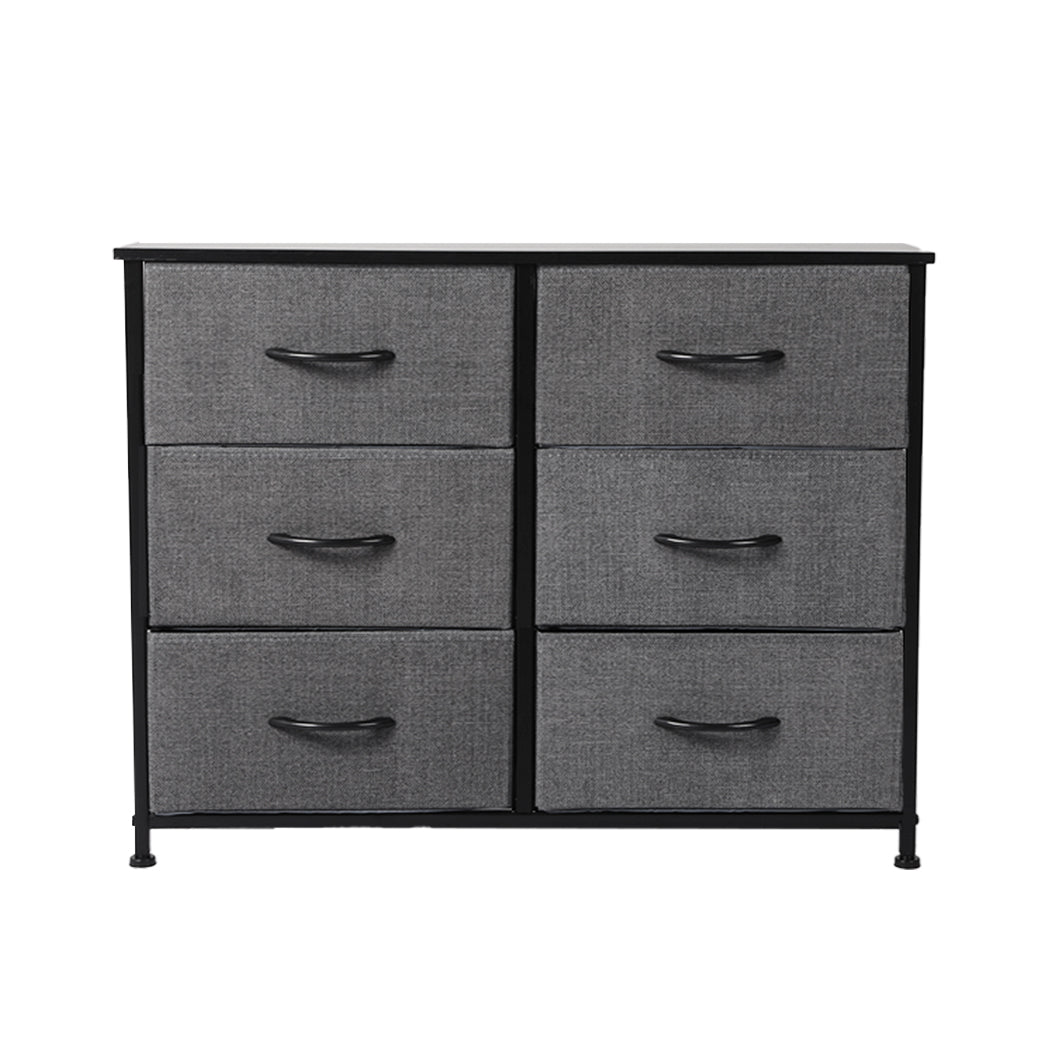 Storage Cabinet Tower Chest of Drawers Dresser Tallboy 6 Drawer Dark Grey