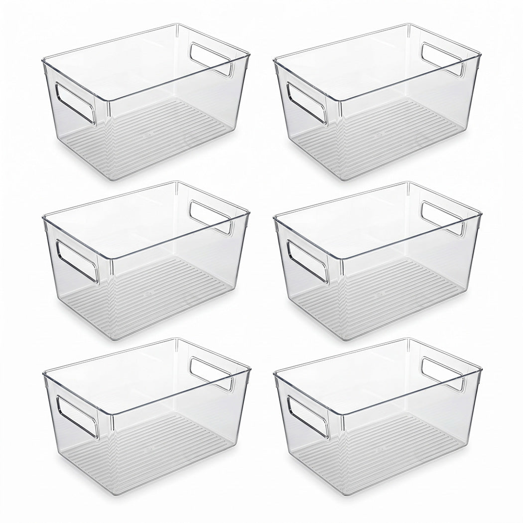 Clear Storage Bins 6-Pack Pantry Fridge Organiser | Simplede