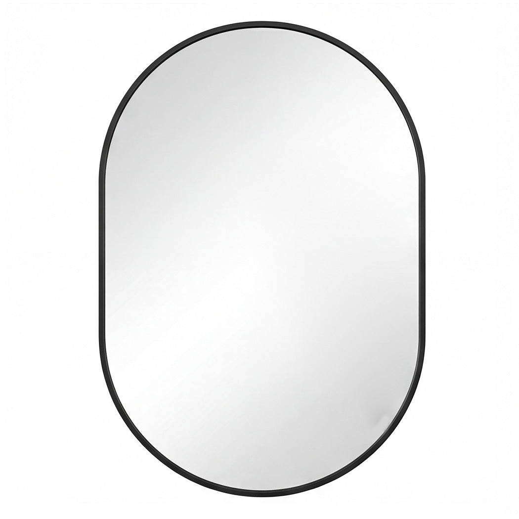 Oval Wall Mirror Black Frame 70x50cm | Simpledeals