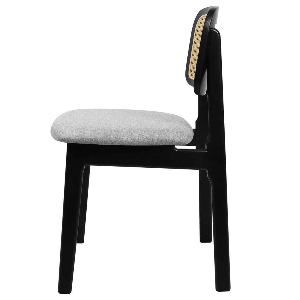 Functional Dining Chair Wood Rattan Armless Black x6  Easy Assembly