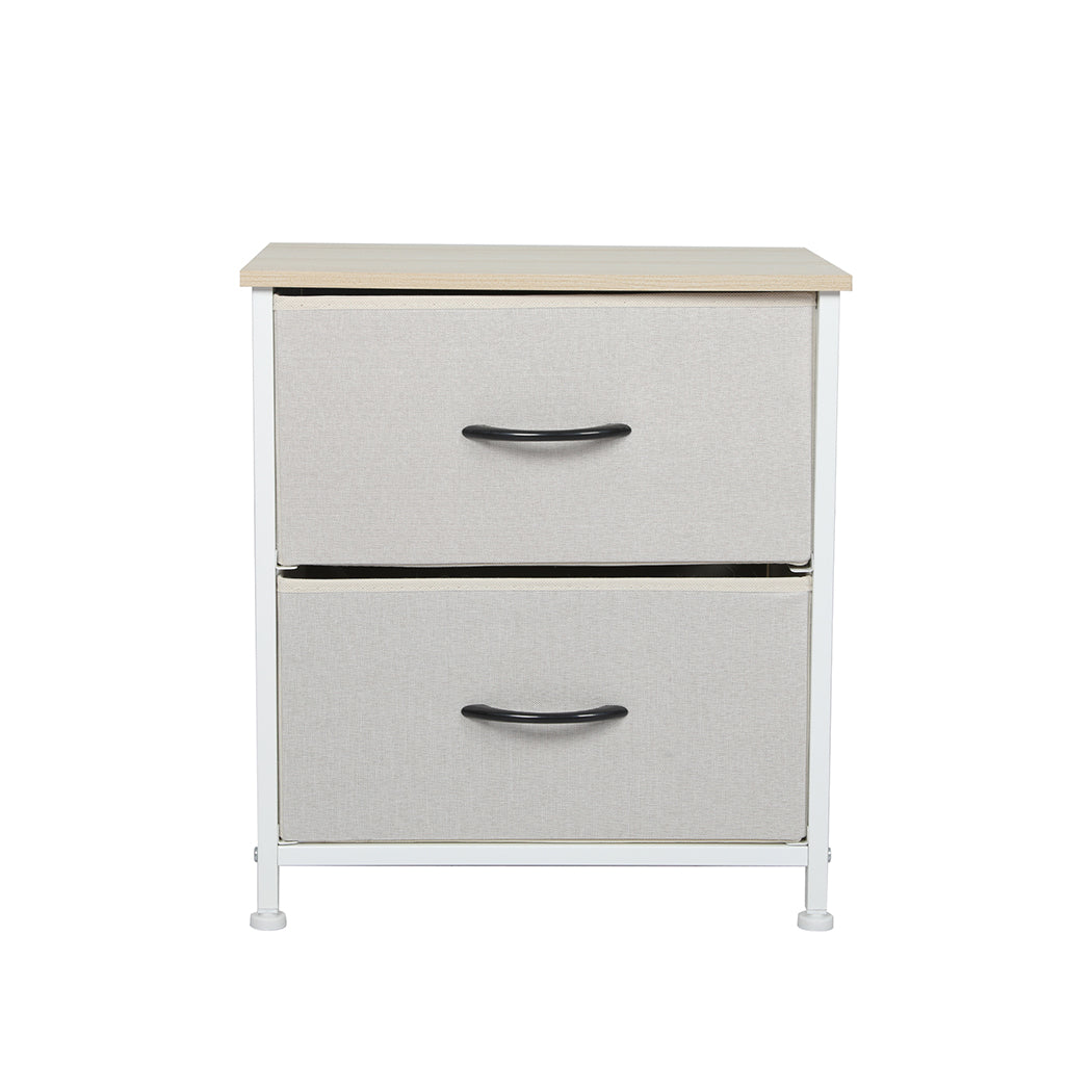 Chest of 2 Drawers Bedside Table Beige | Beige colour
