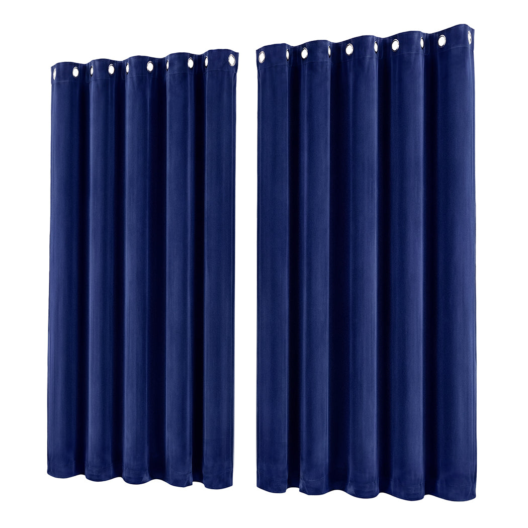 Blue Velvet Blackout Curtains 2 Panels Eyelet | Simpledeals
