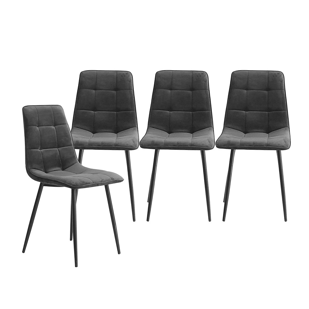 Luxury 8x Dining Chairs Kitchen Velvet Grey  Durable Frame Classic