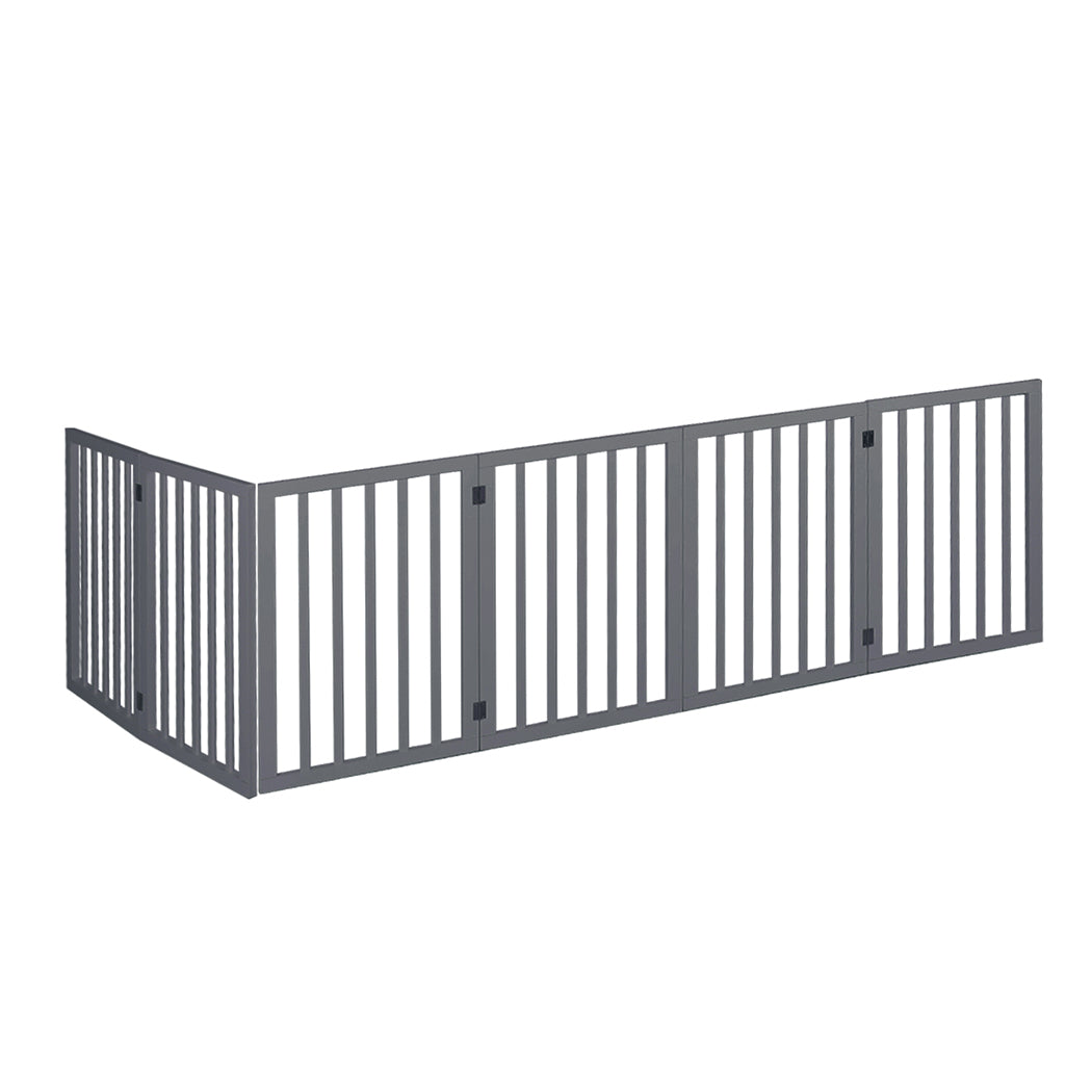 Wooden Pet Gate Dog Safety Fence Grey 100-Pack Adjustable Barrier