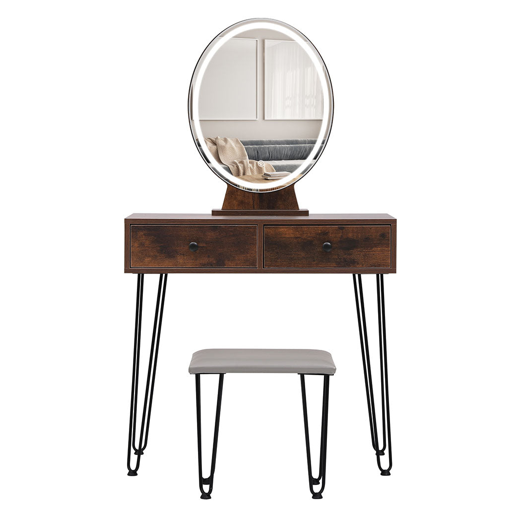id11&12 - Premium Dressing Table LED Light Strip Brown  Durable Frame