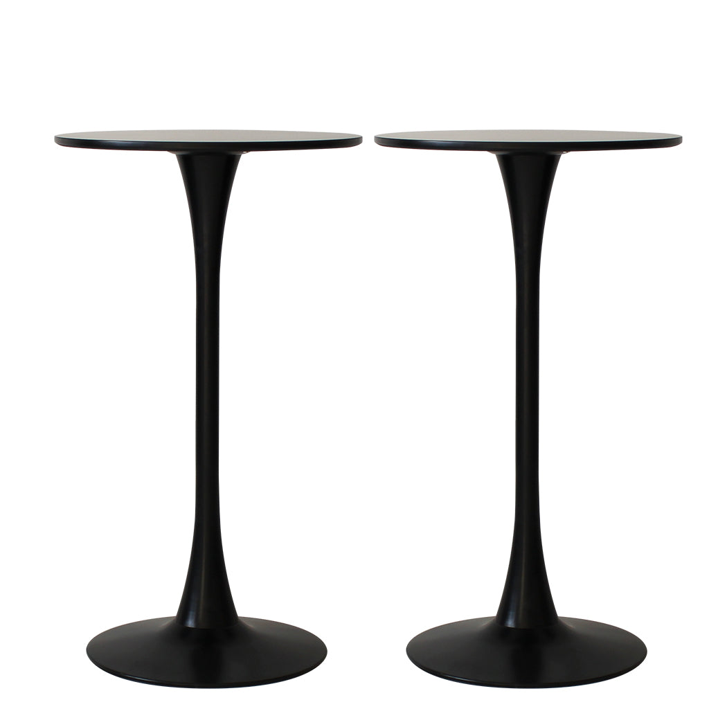 id11&12 - Contemporary 2x Round Bar Table Pub Tables Black  Easy Assembly