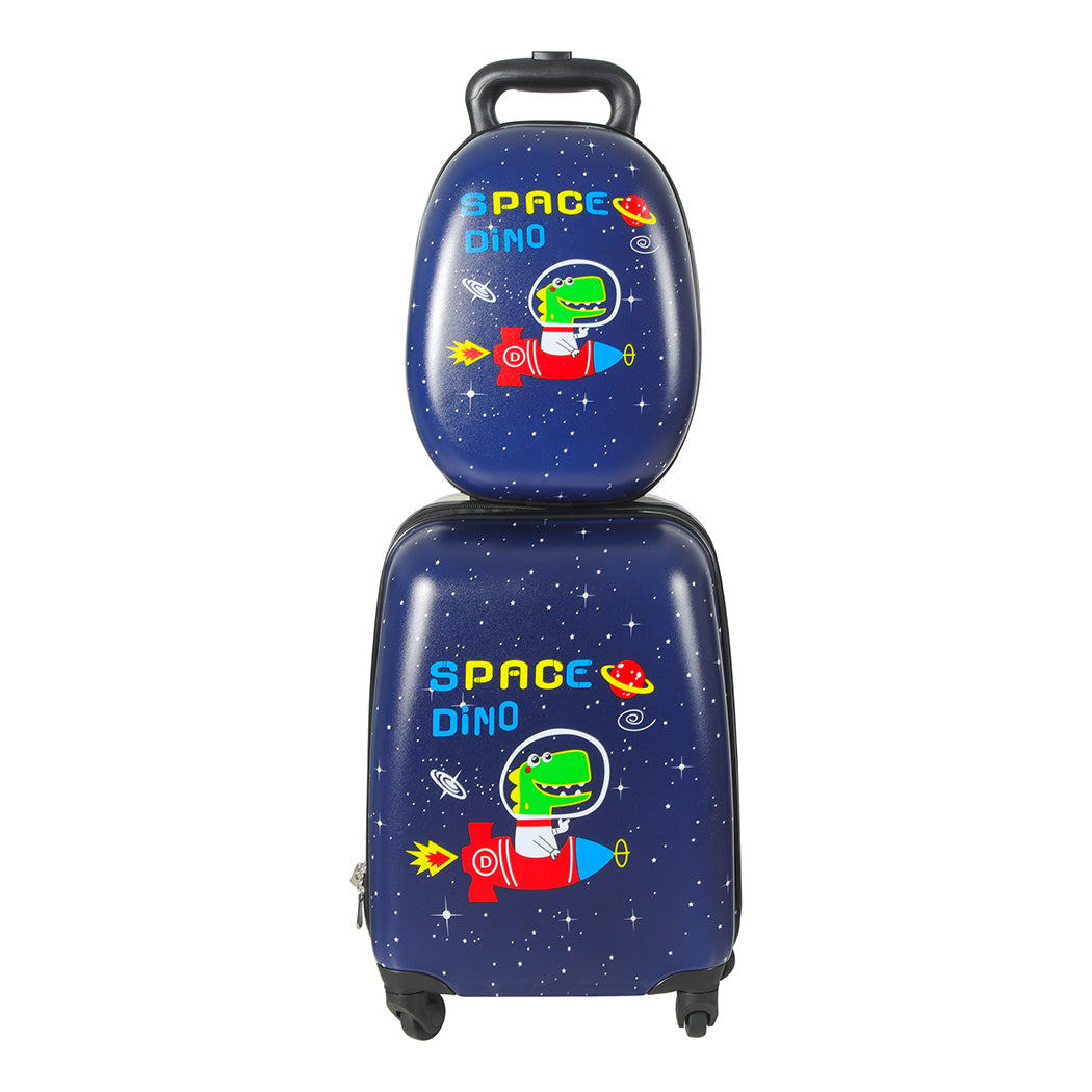 2-Piece Kids Luggage Set 16" & 13" Space Dino Travel Suitcase