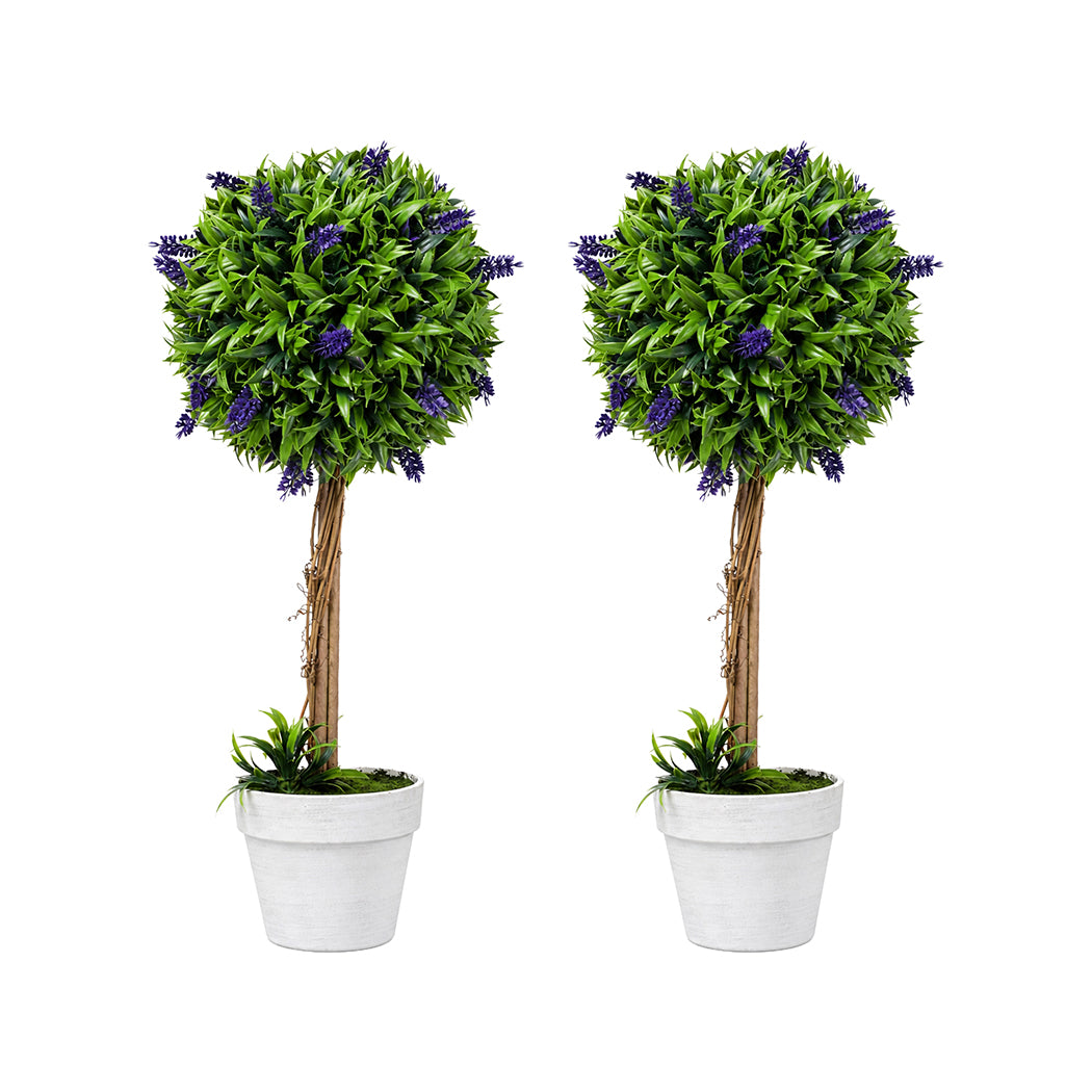 Artificial Lavender Topiary Set Green 24x24x60cm