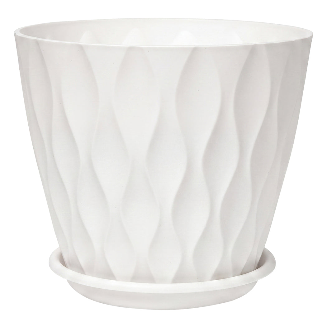 White Plastic Plant Pots 8 Inch Set 5 | Simpledeals