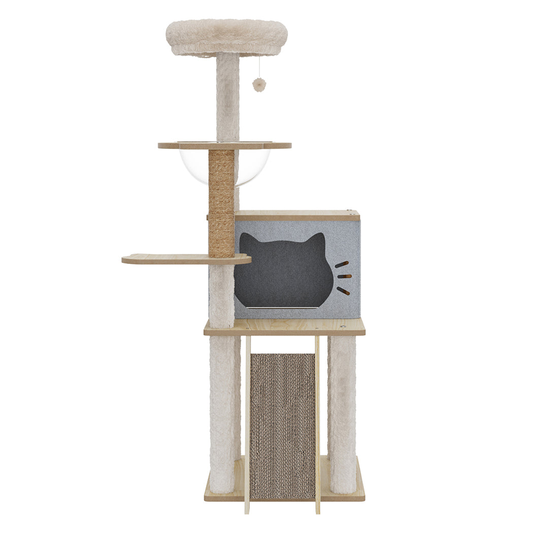 Cat Tree Tower Beige 50x40x120cm
