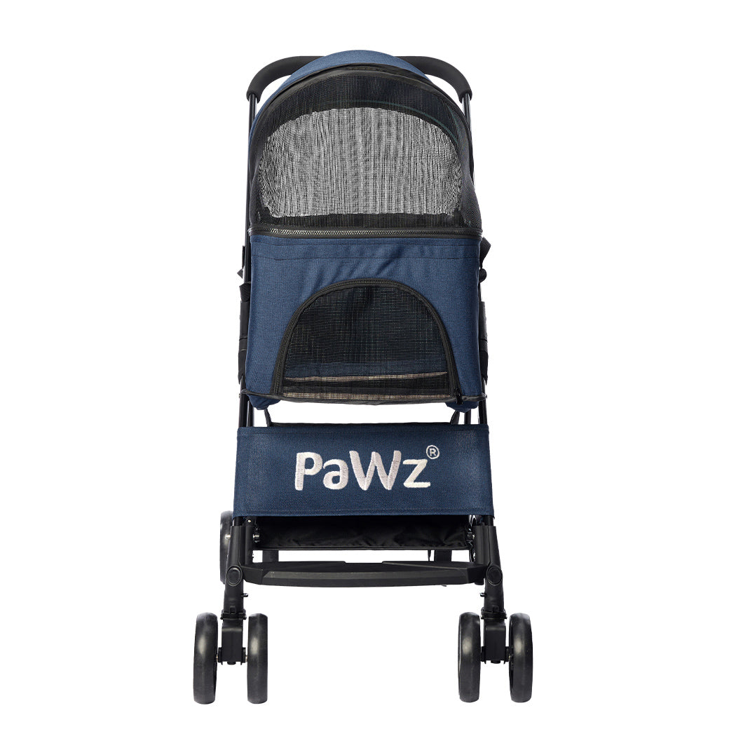 Large Pet Stroller Dog & Cat Carrier Blue Foldable Travel Pushchair