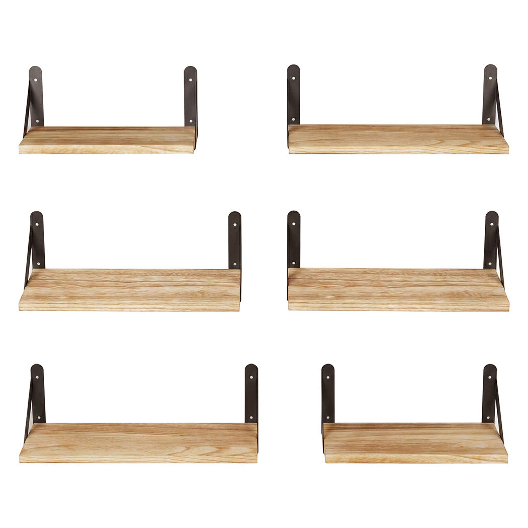 Floating Wall Shelves Set of 6 Paulownia Wood | Simpledeals