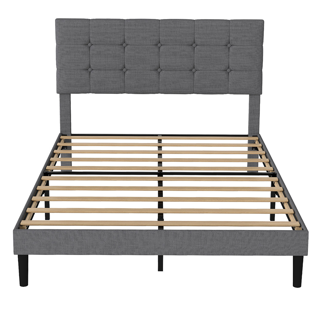 Grey Upholstered Bed Frame Queen 203.5x155x103cm
