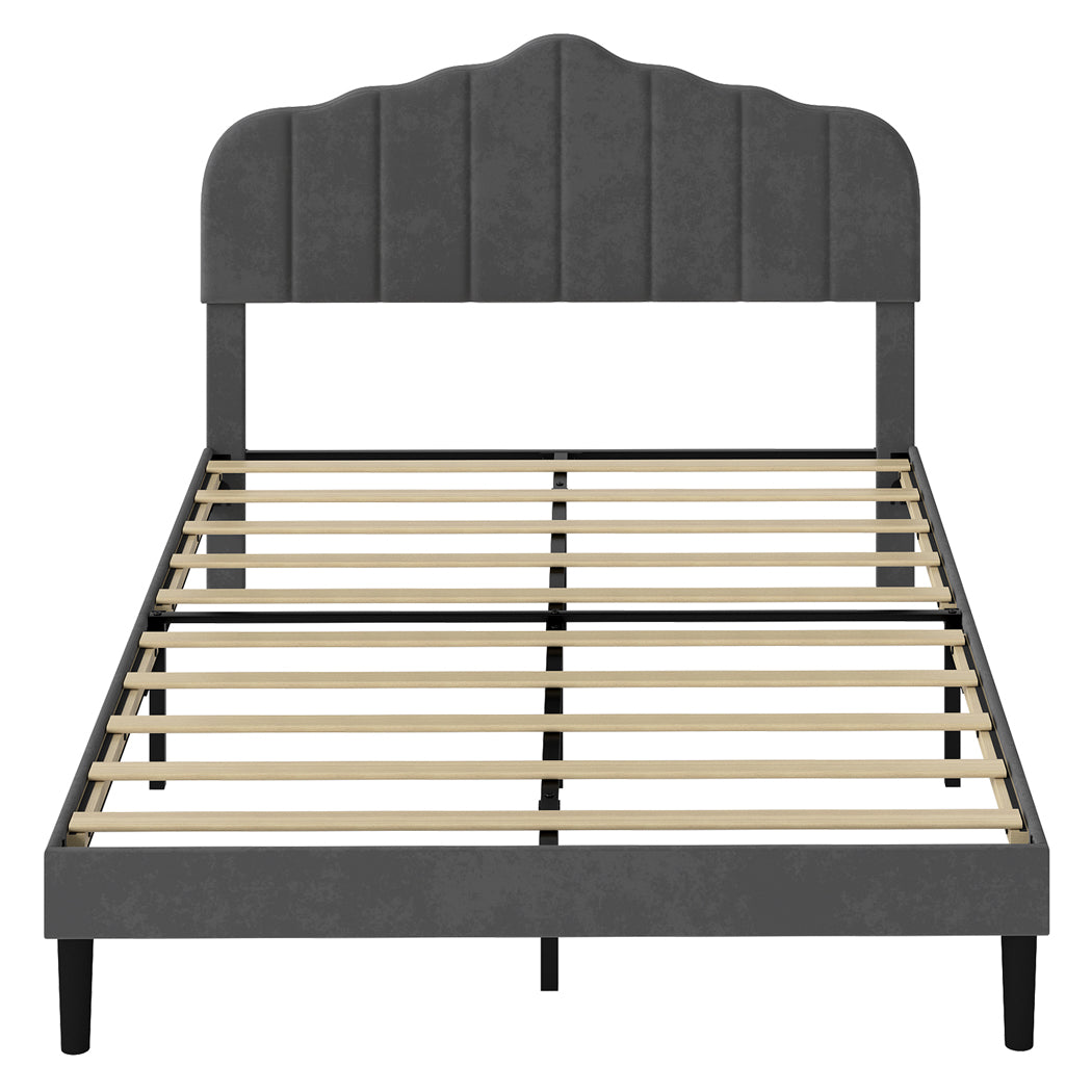 Queen Bed Frame Upholstered Grey 203.5x155x103cm