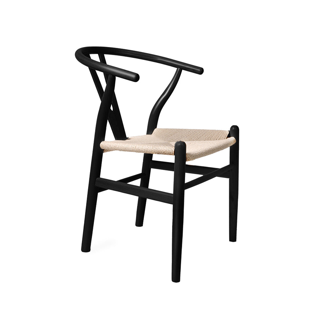 Ergonomic 2x Dining Chairs Wooden Hans Black  Premium Quality Build | Wooden finish