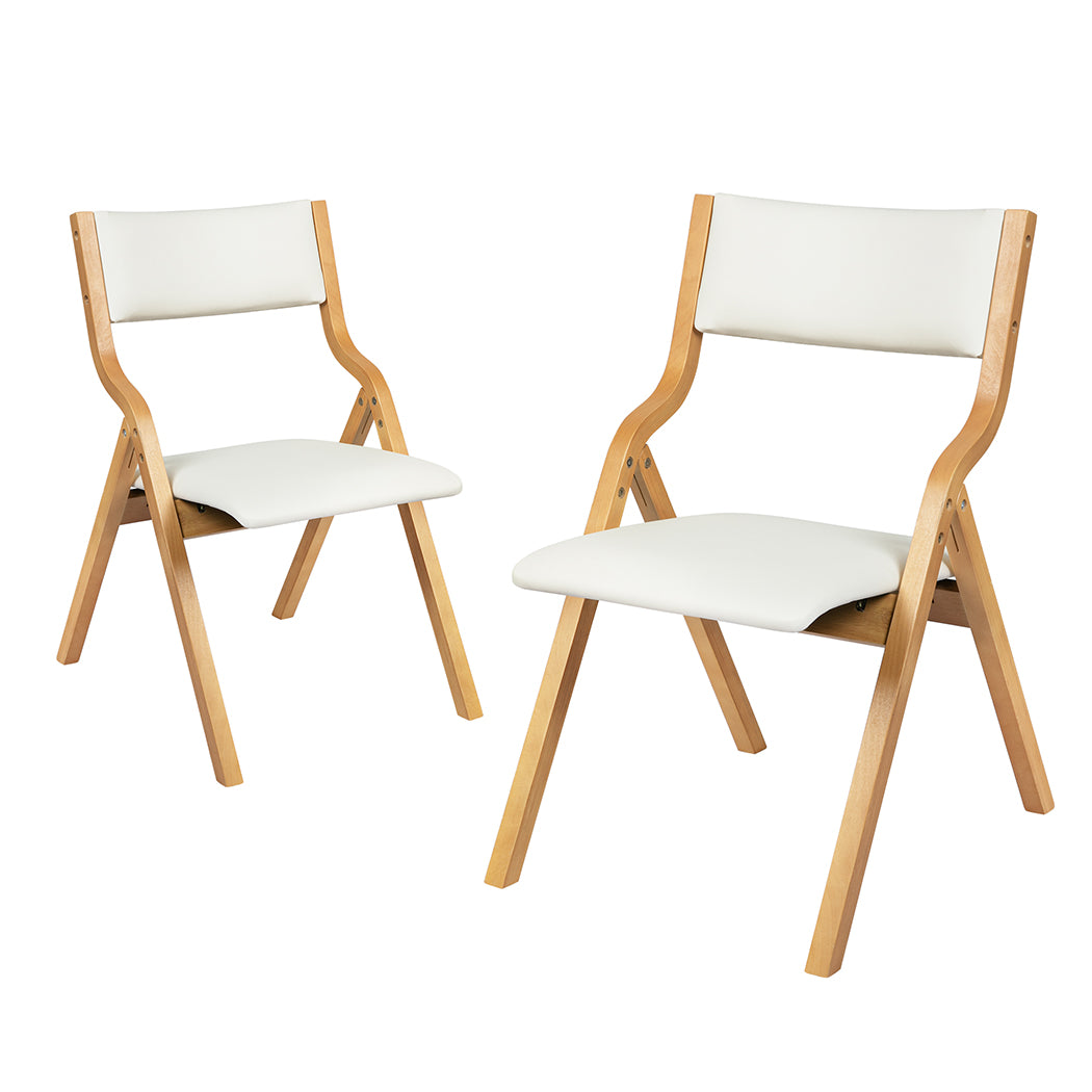 Premium 6x Dining Chairs Foldable PU Beige  Scandi Inspired Design