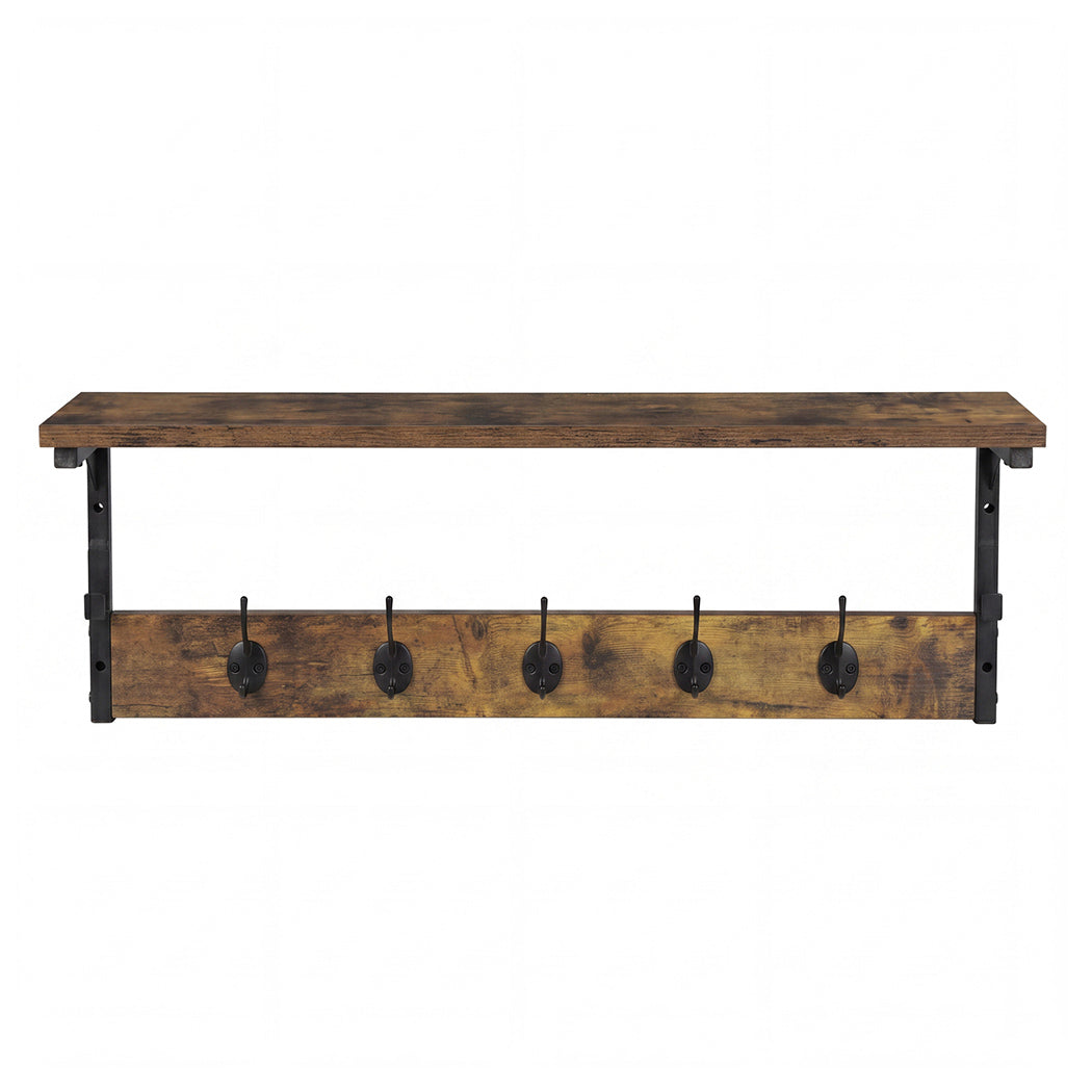 Wall Mounted Coat Rack Shelf 7 Hooks | Simpledeals