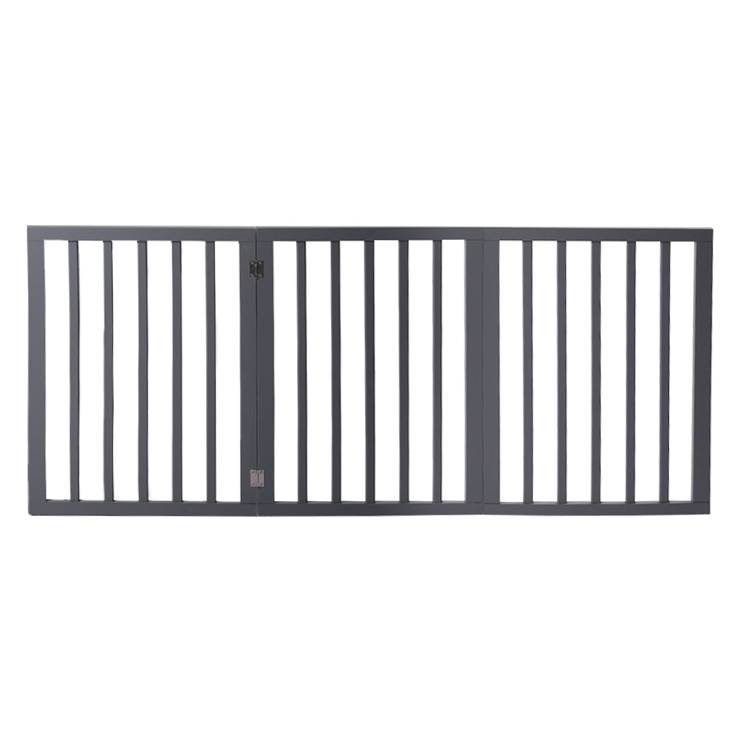 Wooden Pet Gate Dog Fence Foldable Barrier Door 3 Panel White/Grey