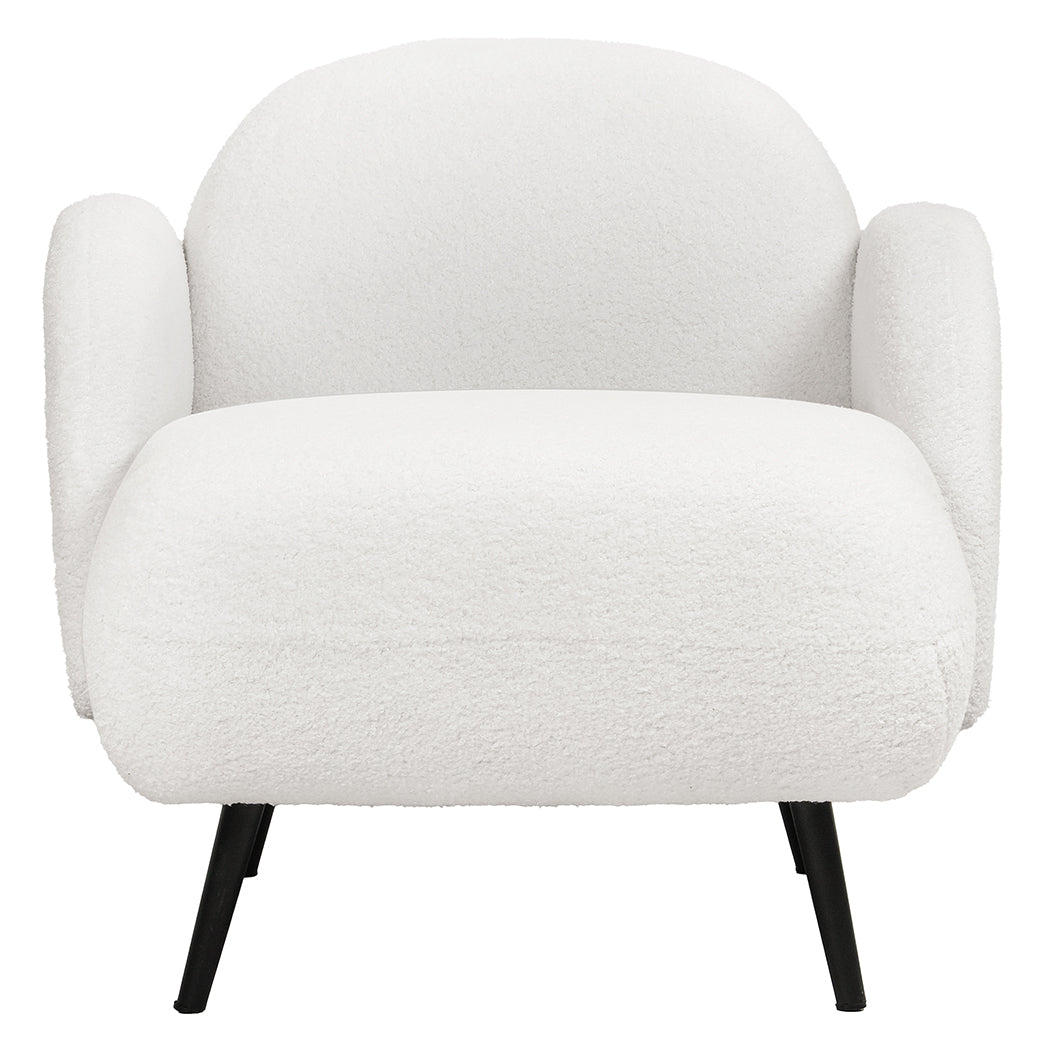 Stylish Sofa Chair Fleece Upholstered Single White  Adjustable Height
