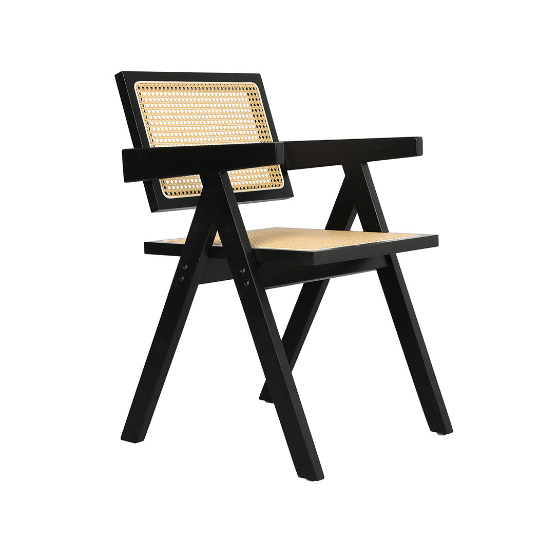 Elegant 6x Black Wicker Armchair Dining Chair  Comfortable Design