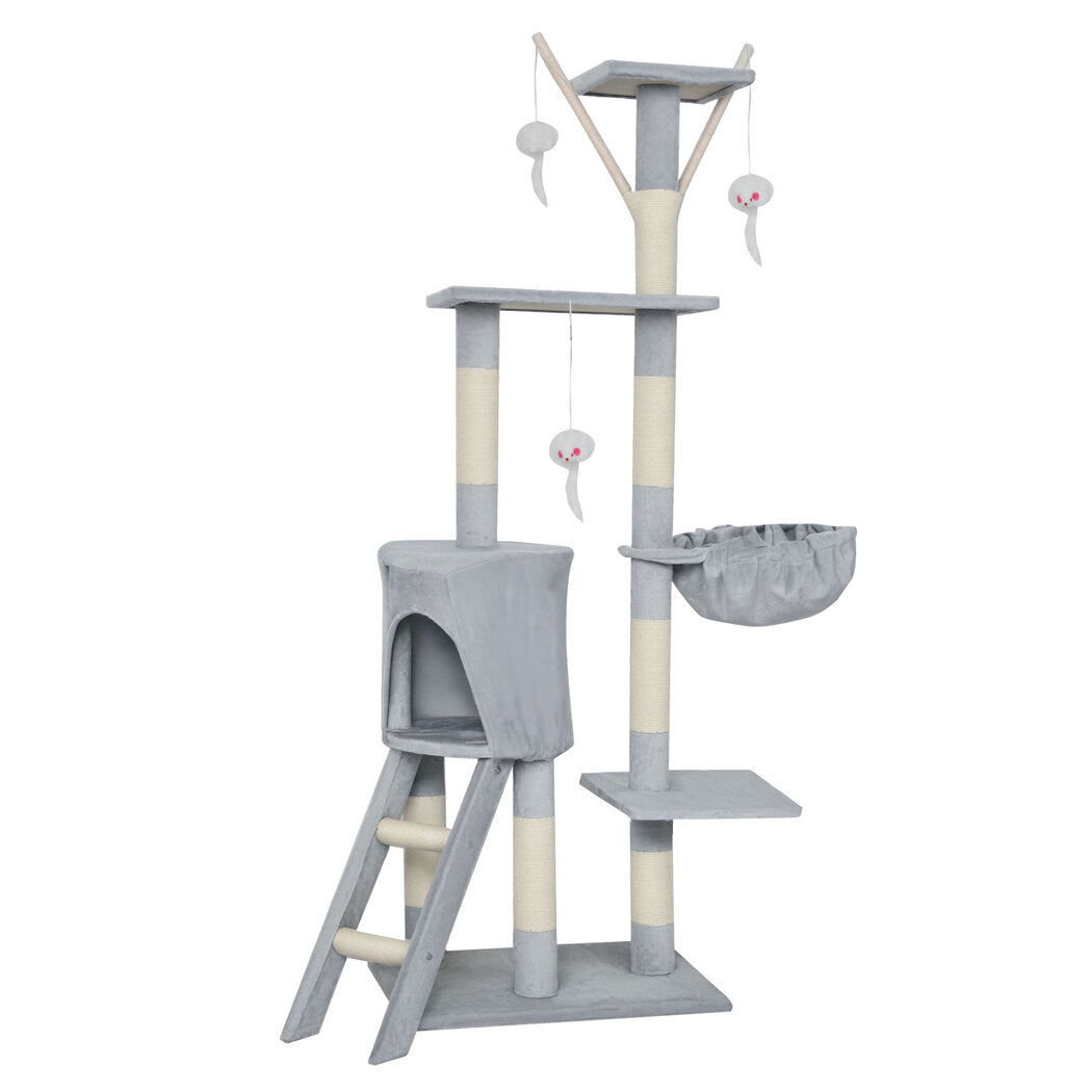 Cat Tree Scratching Post Grey 50x35x143cm