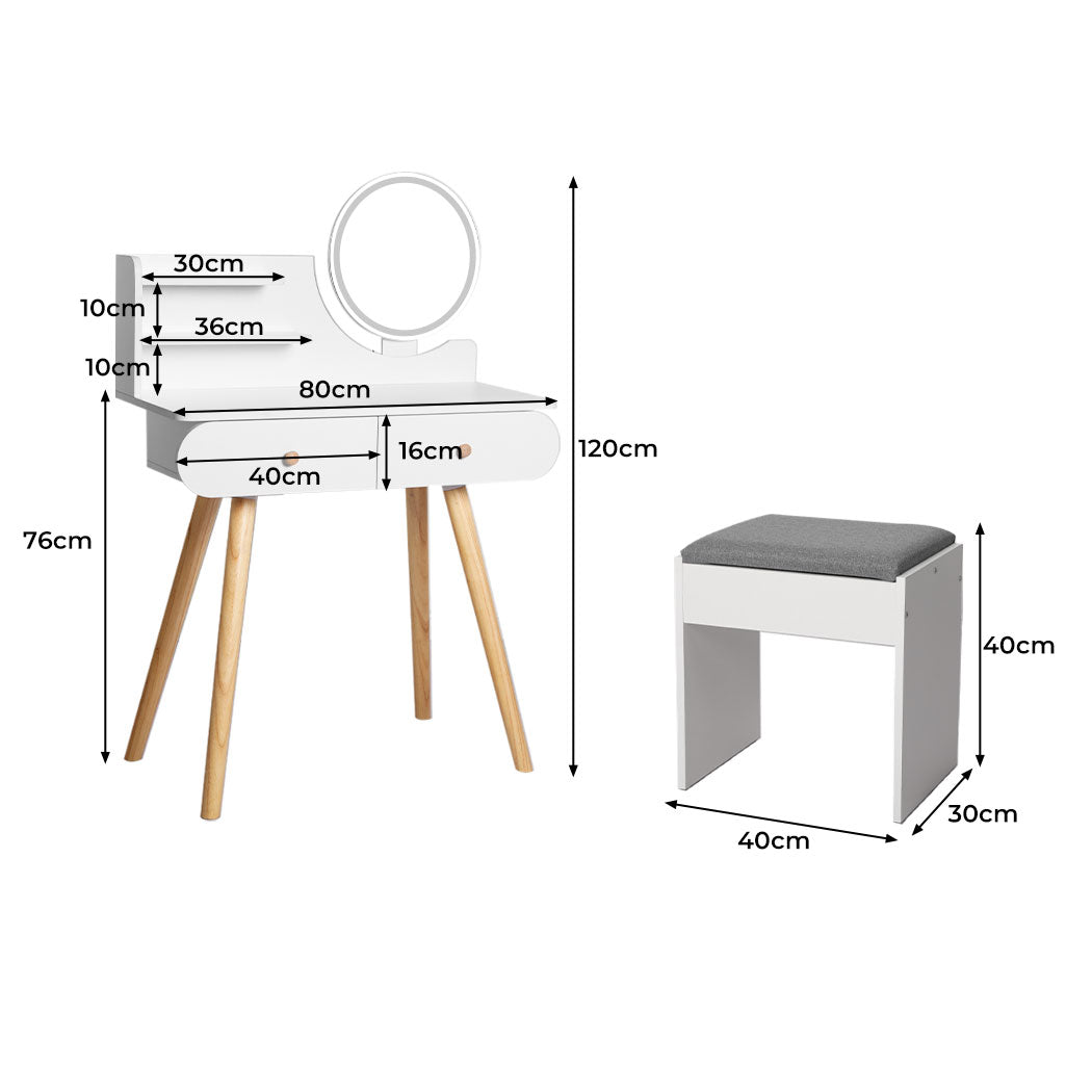 Luxury Dressing Table Stool LED Mirror  Foldable Function Classic, id11&12