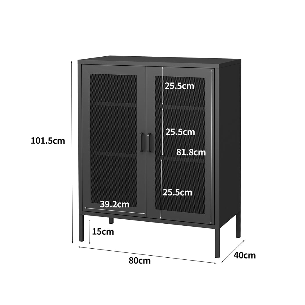 id11&12 - Elegant Storage Cabinet Steel Kitchen Black  Space-Saving Design
