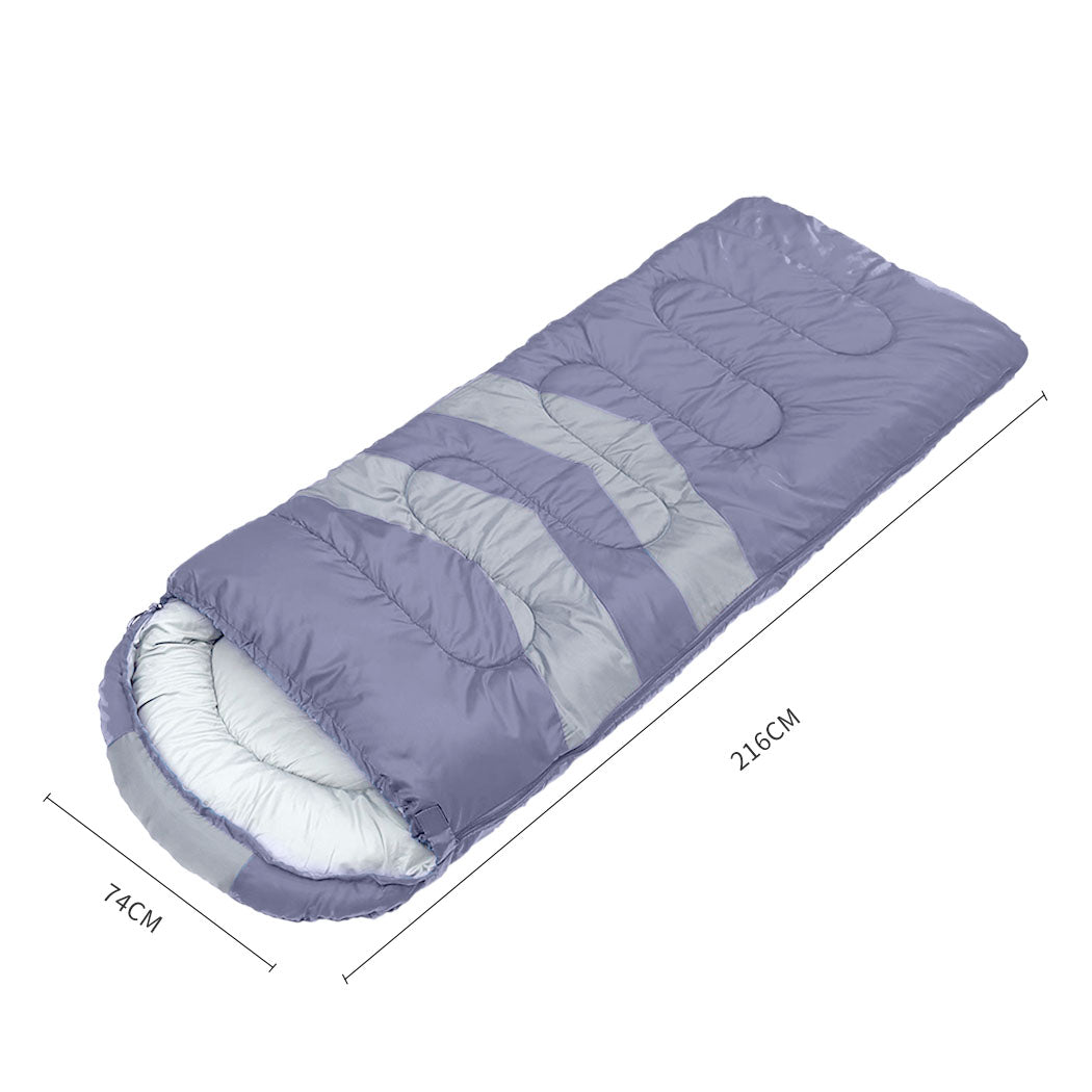 Single Sleeping Bag Outdoor Grey Lightweight Warm Camping Travel Bag