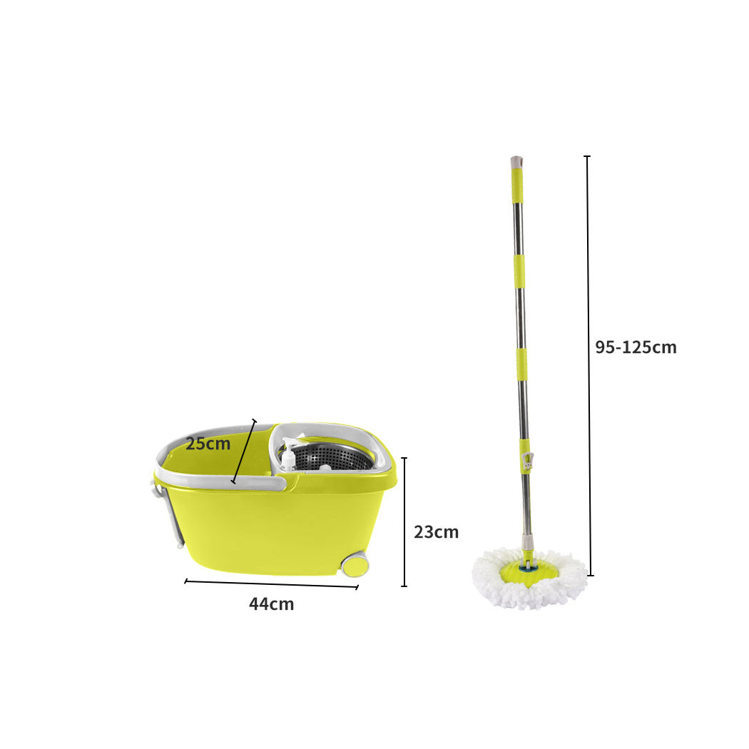Stainless Steel Rotating Wet - Cleanflo Spin Mop Bucket Set 360 Spinning Green