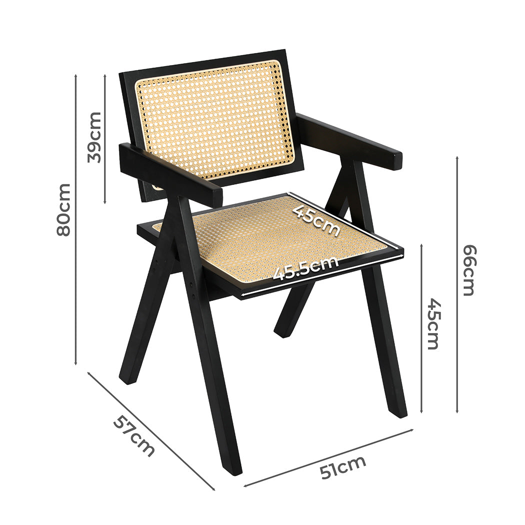 Elegant 6x Black Wicker Armchair Dining Chair  Comfortable Design