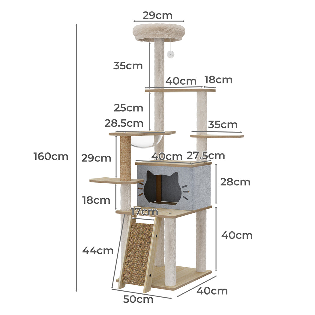 Cat Tree Tower Large Scratcher 50x40x160cm