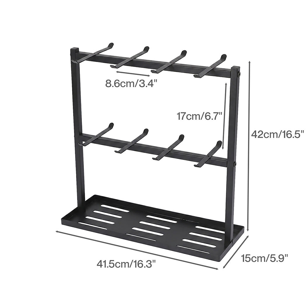 2-Tier Mug Rack 16 Hook Coffee Cup Stand | Simpledeals