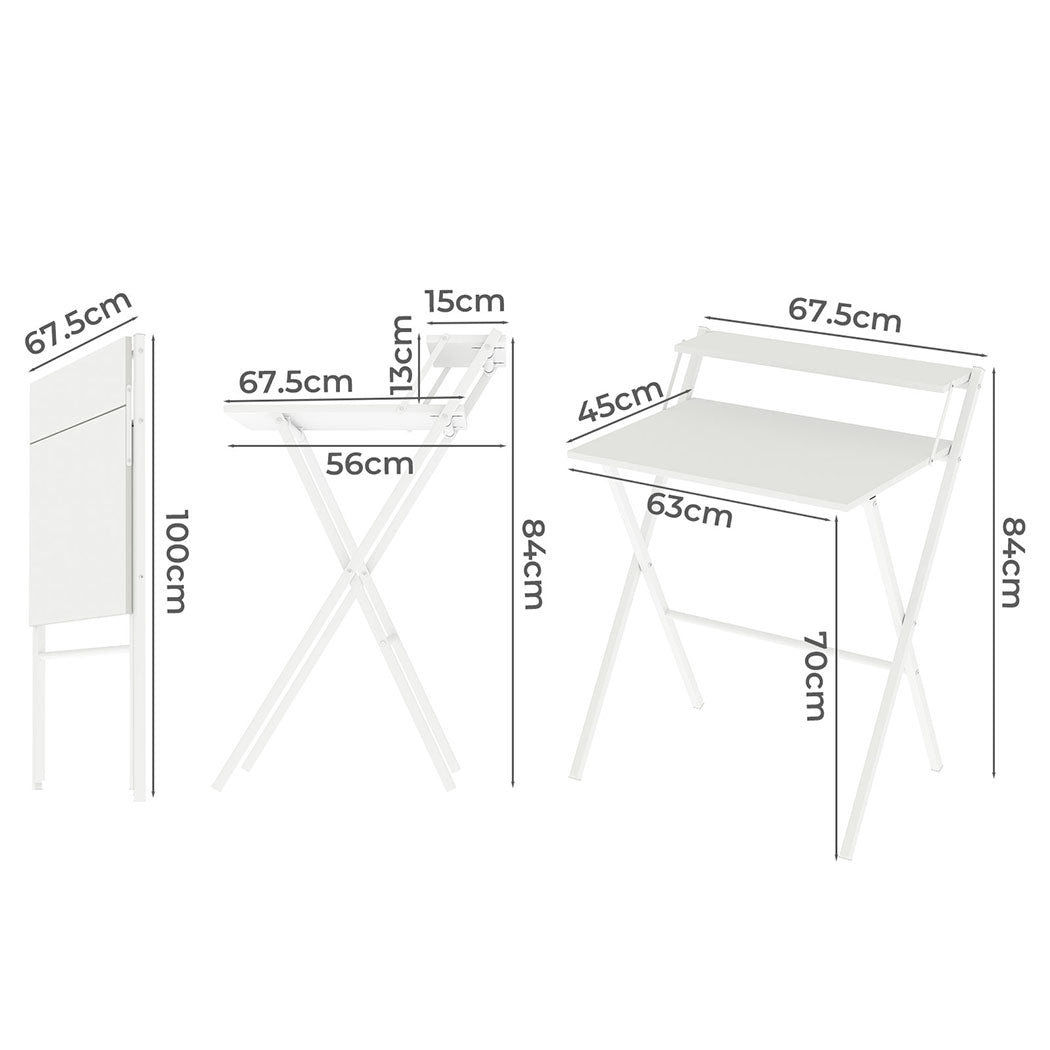 Foldable Computer Desk White Office 67.5x45x84cm