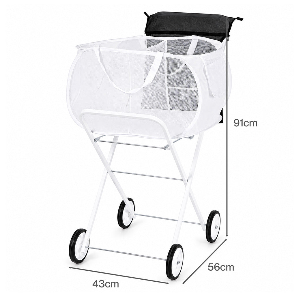 Laundry Trolley With Wheels Foldable 56x43x91cm