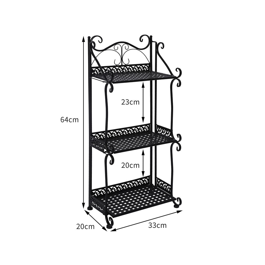 3-Tier Plant Stand Indoor & Outdoor Metal Flower Pot Display Rack
