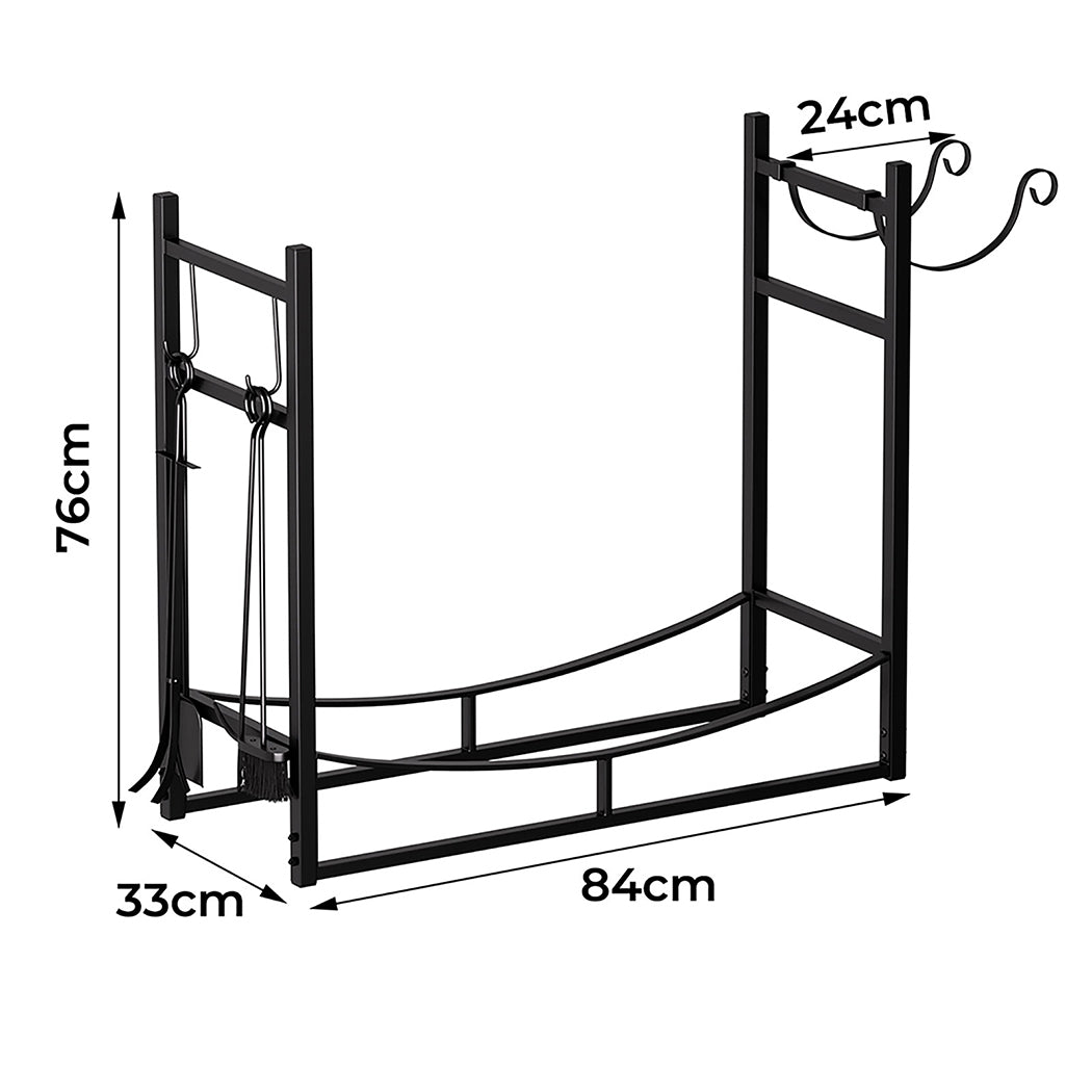 Firewood Rack Steel Holder 84x33x76cm
