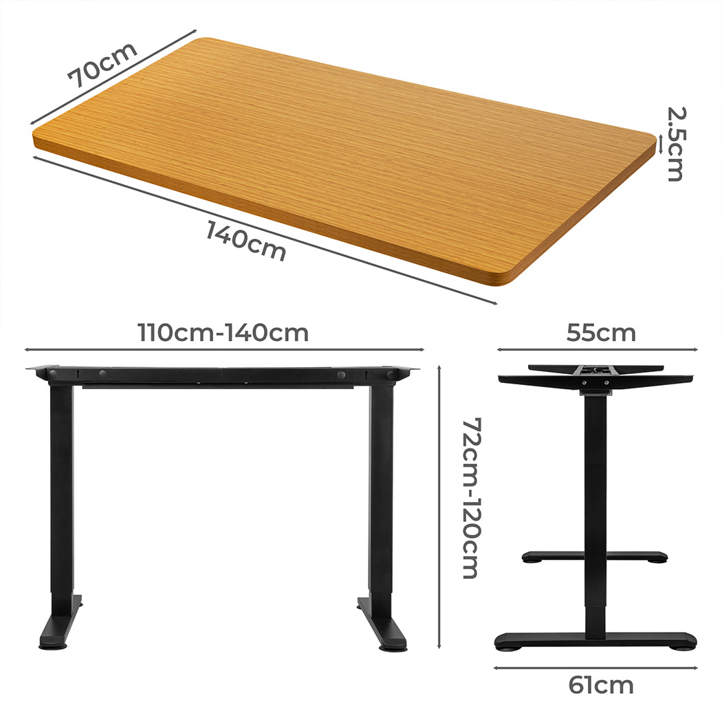 Contemporary Motorised Standing Desk Adjustable 140cm Natural 1000x