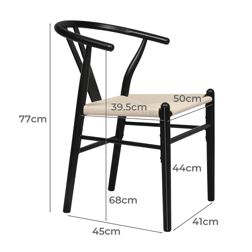 Compact 6x Dining Chairs Wooden Hans Black  Easy Assembly Classic