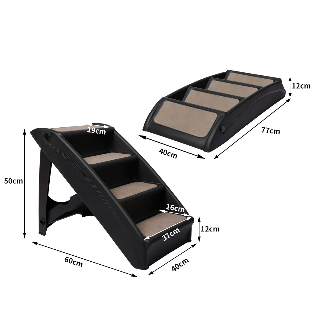 Foldable Climbing Ladder Soft - Pet Ramp Indoor Dog Steps Stair Black