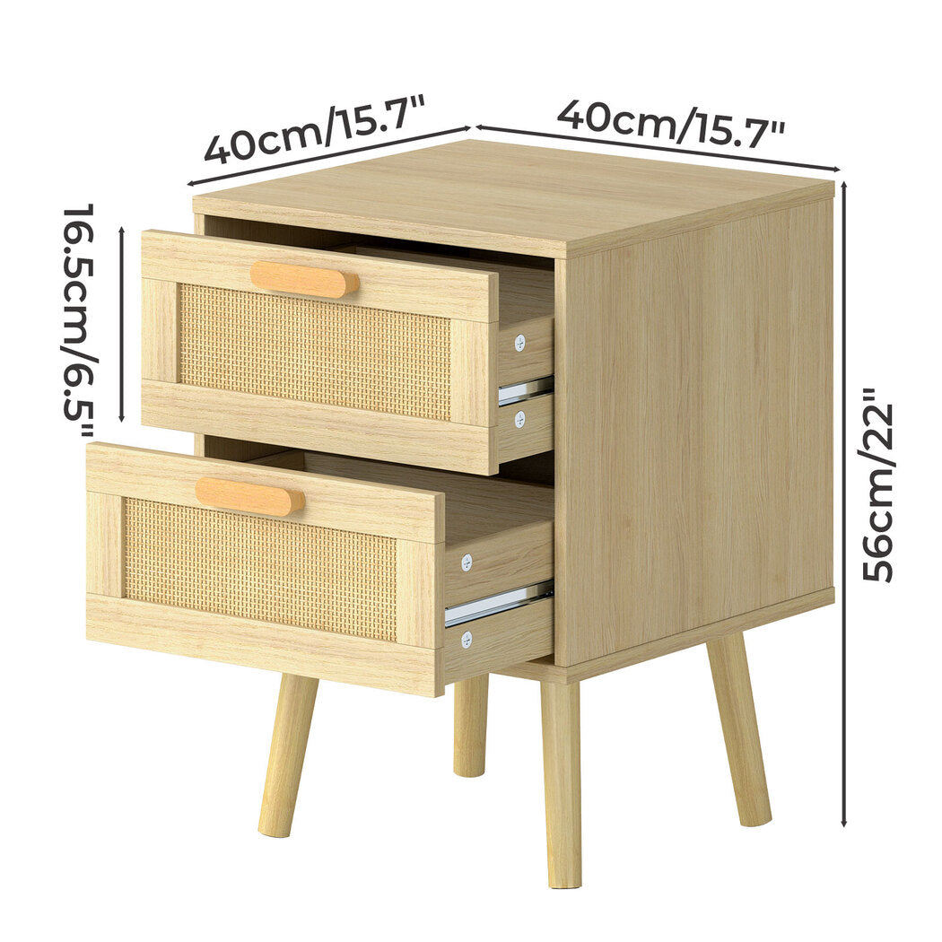 Bedside Tables Natural Rattan 40x40x56cm