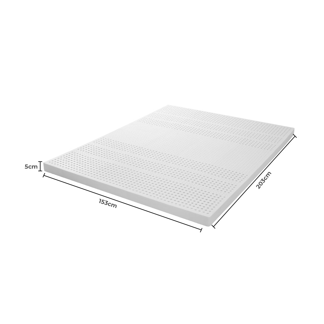 Queen Latex Mattress Topper 5cm Natural Dunlop 7 Zone Support Cooling Bed Topper