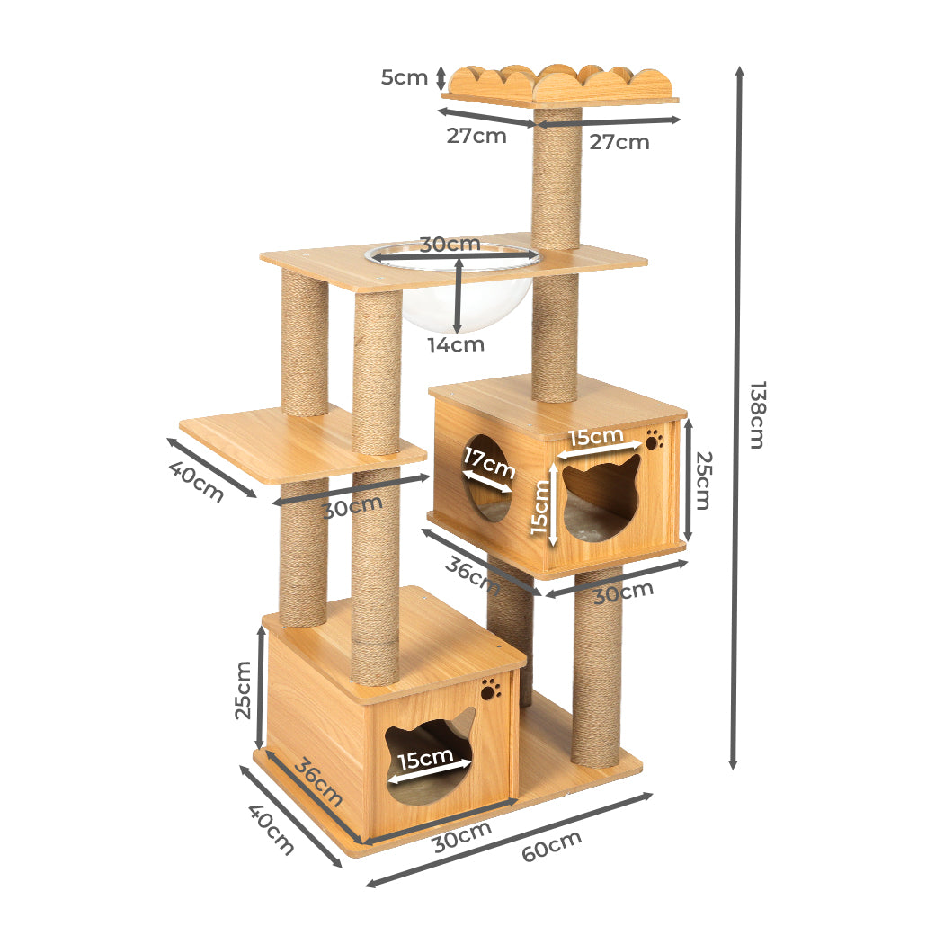 Cat Tree Scratching Post Natural 60x40x138cm