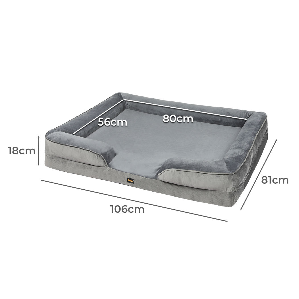 Memory Foam Pet Sofa Bed XL Grey 71x58x18cm
