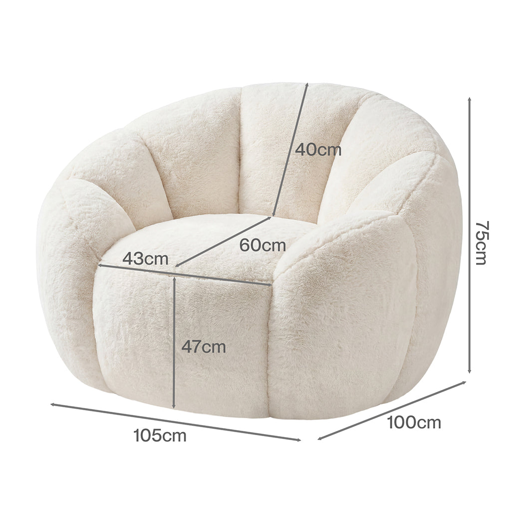 Floral Bean Bag Chair White 100x105x75cm