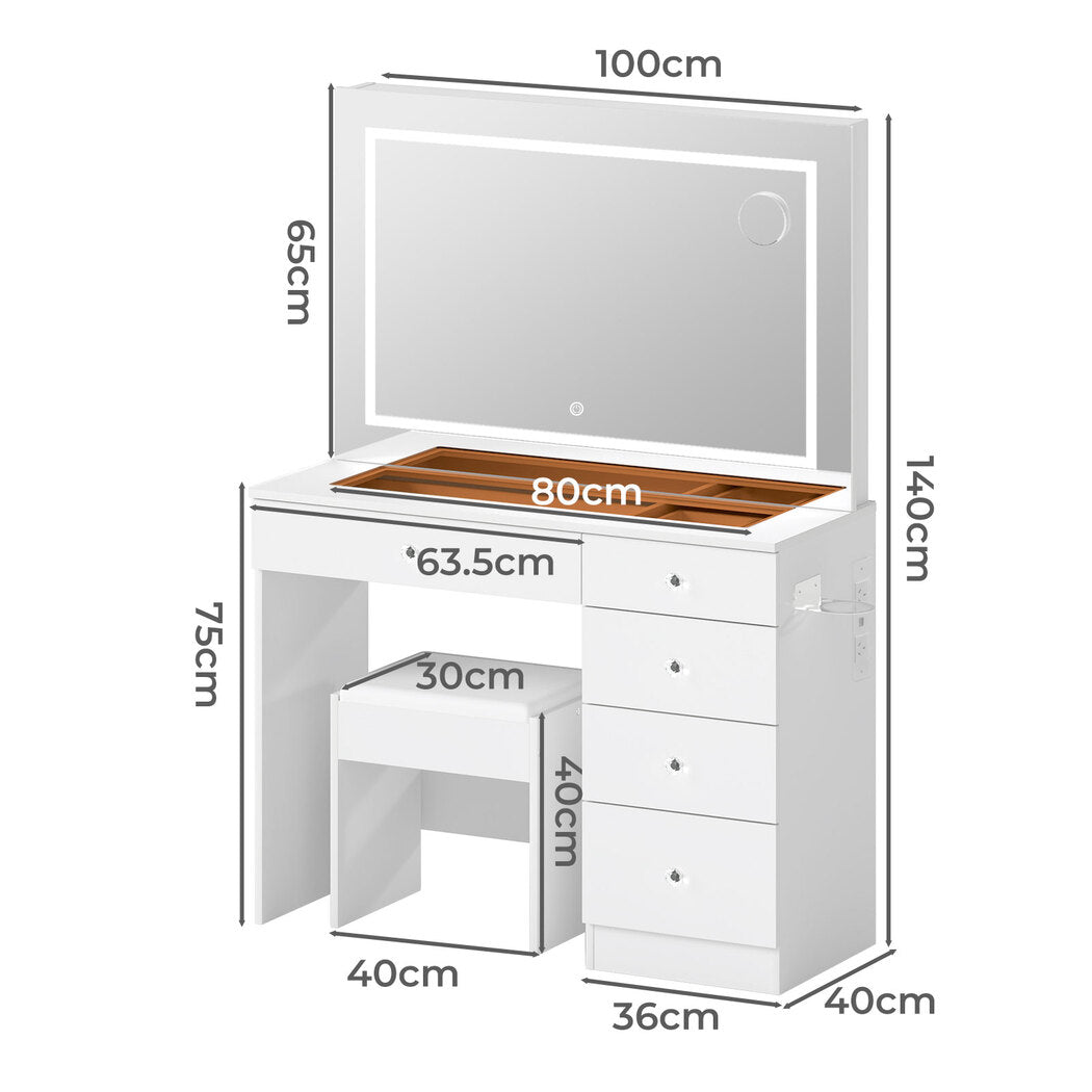 Vanity Table Led Mirror Set 100x40x140cm